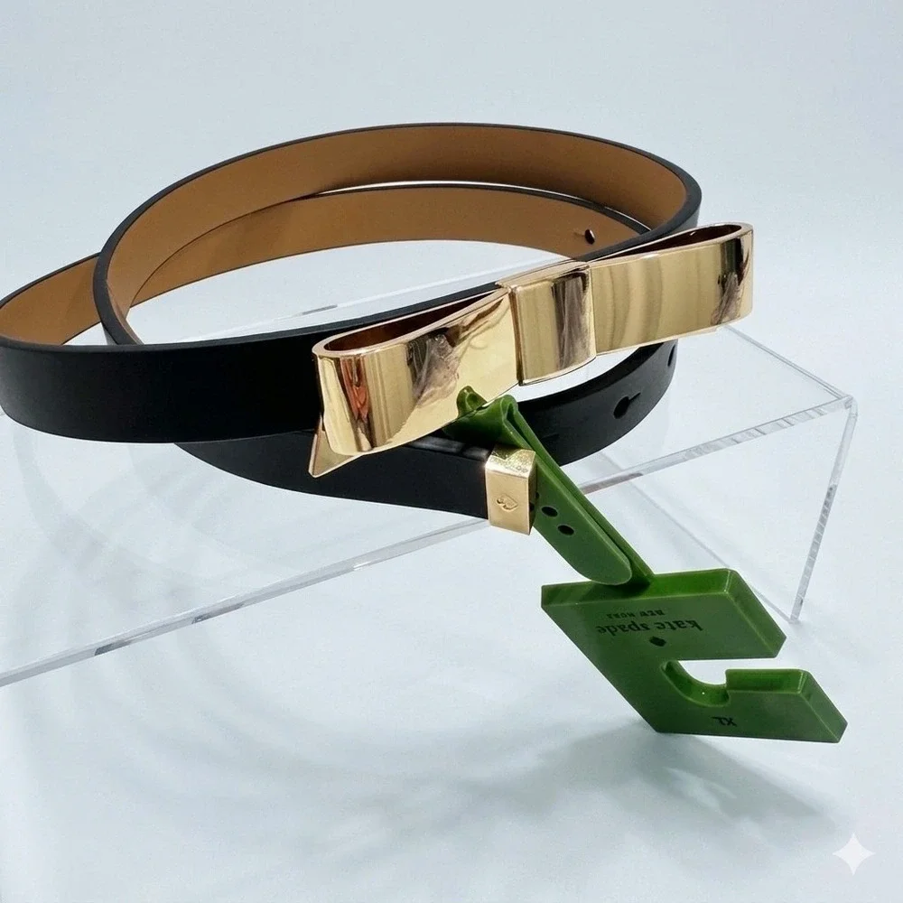 Kate Spade Large  Bow Genuine Leather Belt‎ Black Extra Large NWT Beautiful